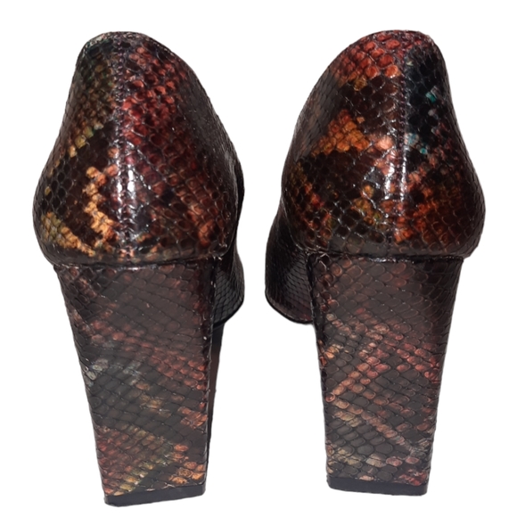 CHARLES JOURDAN Snake Embossed Leather Pumps Multicolor Sz 7B - Picture 7 of 9